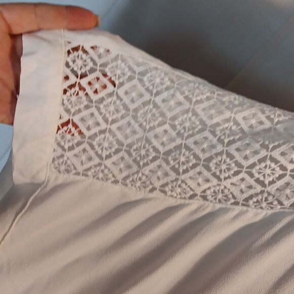 Ellos White Lace Trim Blouse - Picture 6 of 8